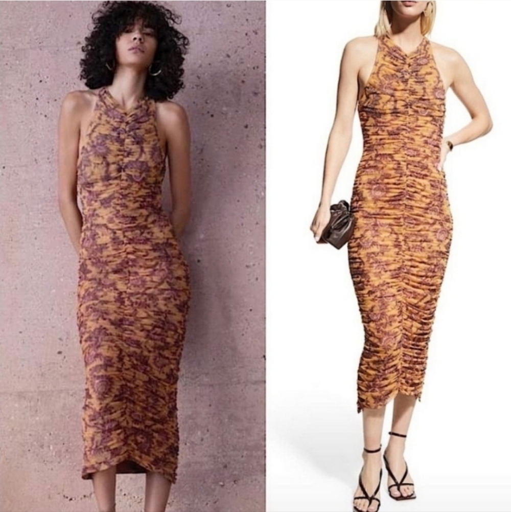 REVOLVE HOUSE OF HARLOW 1960 RUCHED CURVE HUGGING KNIT LONG DRESS SIZE MED